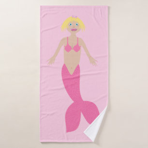 Pretty Pink Fantasy Mermaid Bath Towel