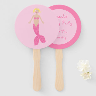 Pretty Pink Fantasy Mermaid Custom Birthday Hand Fan