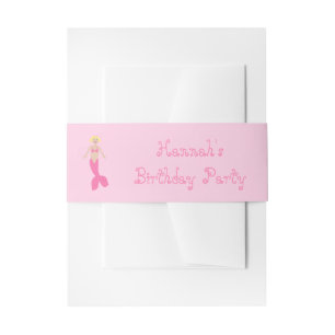 Pretty Pink Fantasy Mermaid Custom Birthday Invitation Belly Band