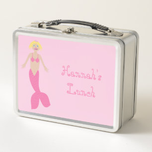 Pretty Pink Fantasy Mermaid Custom Metal Lunch Box