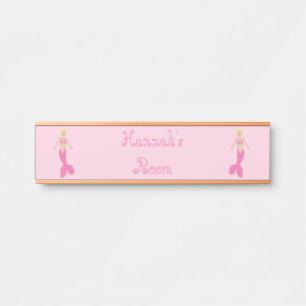 Pretty Pink Fantasy Mermaid Custom Name Door Sign
