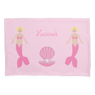 Pretty Pink Fantasy Mermaid Custom Name Pillowcase