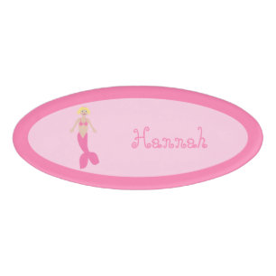 Pretty Pink Fantasy Mermaid Custom Name Tag
