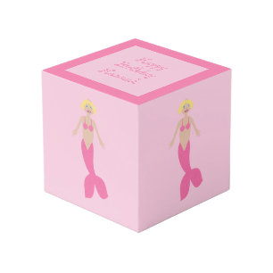 Pretty Pink Fantasy Mermaid Custom Photo Upload Cube