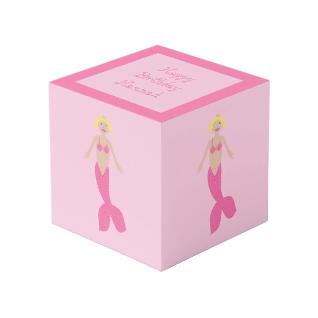 Pretty Pink Fantasy Mermaid Custom Photo Upload Cube (Front Angled)