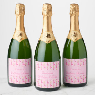 Pretty Pink Fantasy Mermaid Custom Sparkling Wine Label