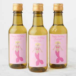 Pretty Pink Fantasy Mermaid Custom Wine Label