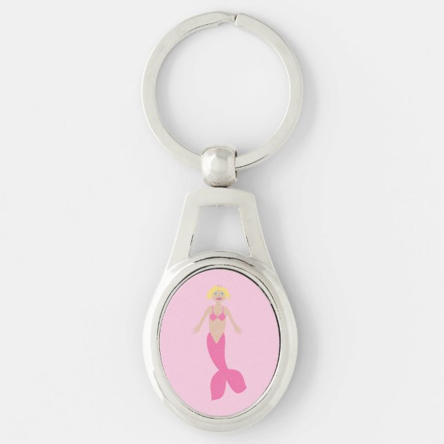 Pretty Pink Fantasy Mermaid Key Ring (Front)