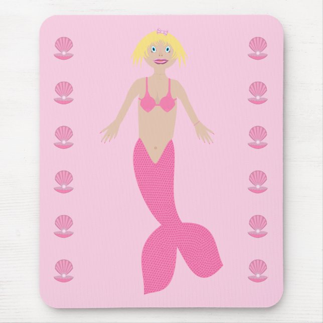 Pretty Pink Fantasy Mermaid Mouse Pad (Front)