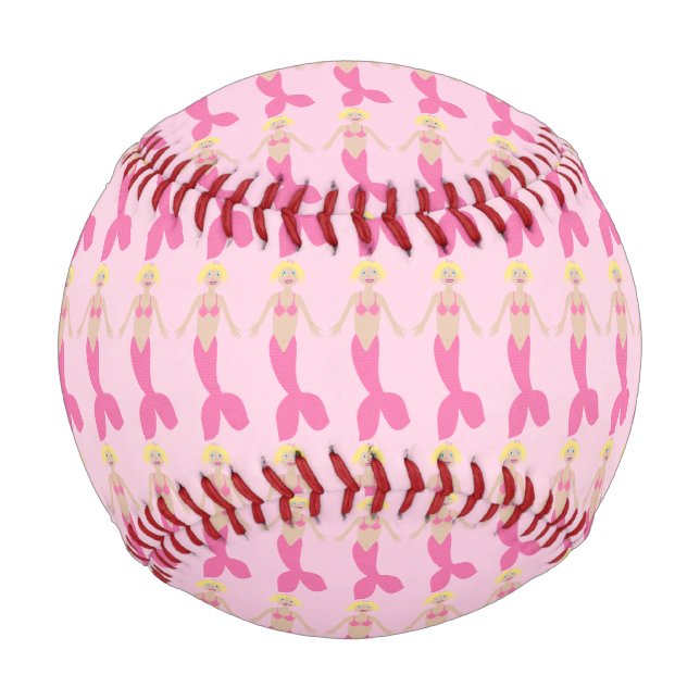 Pretty Pink Fantasy Mermaid Patterned Baseball (Front)