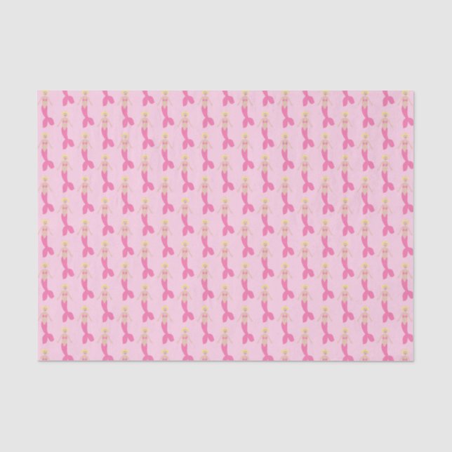 Pretty Pink Fantasy Mermaid Patterned Tissue Paper (Front)
