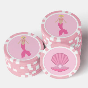 Pretty Pink Fantasy Mermaid Poker Chips