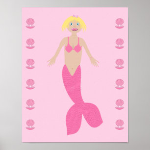 Pretty Pink Fantasy Mermaid Poster