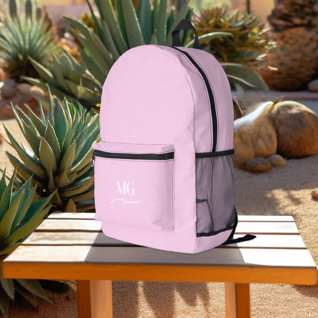 Pretty Pink Feminine Monogrammed,  Printed Backpack (Creator Uploaded)