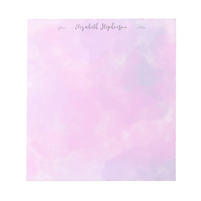 Pretty pink feminine watercolor custom name notepad (Front)