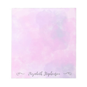 Pretty pink feminine watercolor custom name notepad