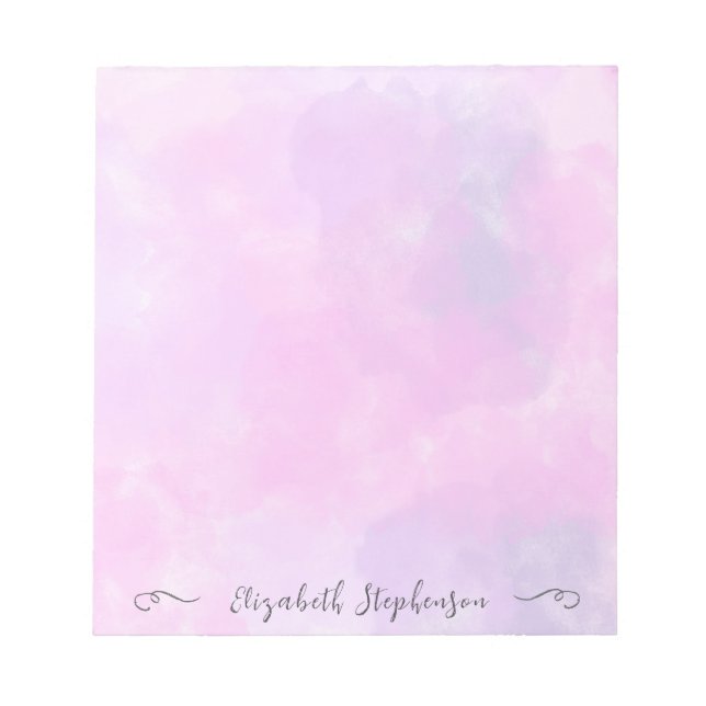 Pretty pink feminine watercolor custom name notepad (Front)