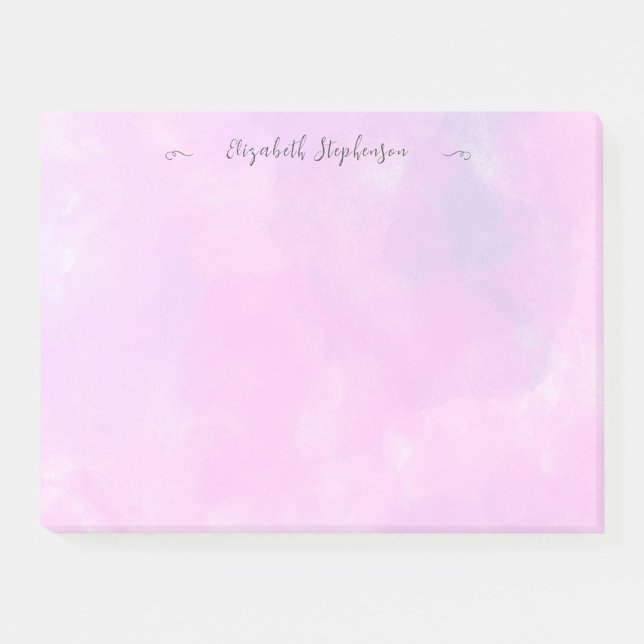 Pretty pink feminine watercolor custom name post-it notes (Creator Uploaded)