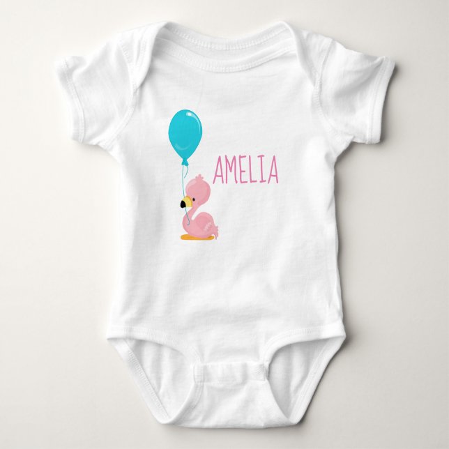 Pretty Pink Flamingo Baby Bodysuit (Front)