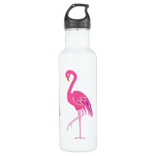 Pretty Pink Flamingo Fuchsia Pink on Black  710 Ml Water Bottle