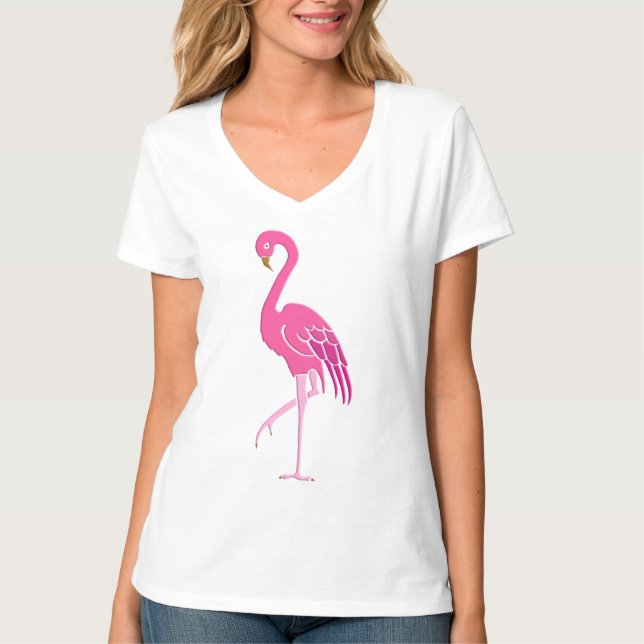 Pretty Pink Flamingo in Fuchsia T-Shirt (Front)