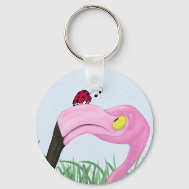 Pretty Pink Flamingo Key Ring (Front)