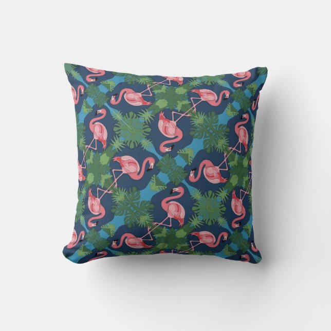 Pretty Pink Flamingo Pattern Cushion (Front)