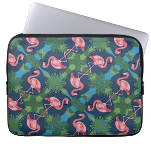 Pretty Pink Flamingo Pattern Laptop Sleeve