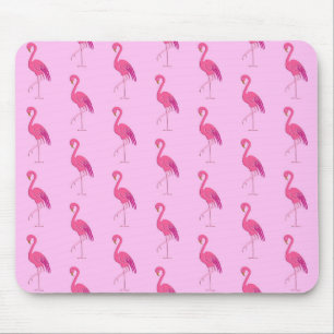 Pretty pink flamingo pattern mouse pad