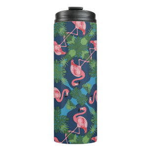 Pretty Pink Flamingo Pattern Thermal Tumbler