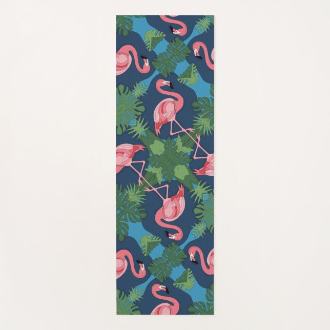 Pretty Pink Flamingo Pattern Yoga Mat (Front)