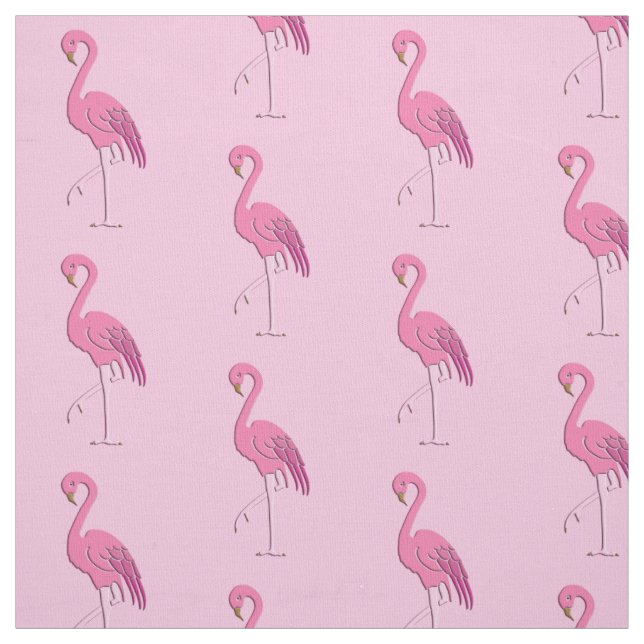 Pretty pink flamingo, pink background fabric (Swatch)