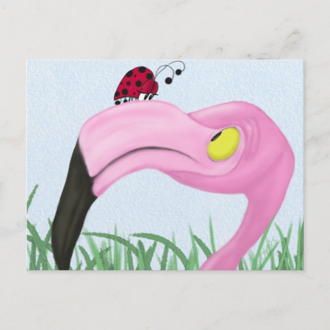 Pretty Pink Flamingo Postcard (Front)