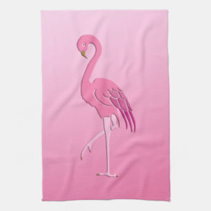 Pretty pink flamingo tea towel