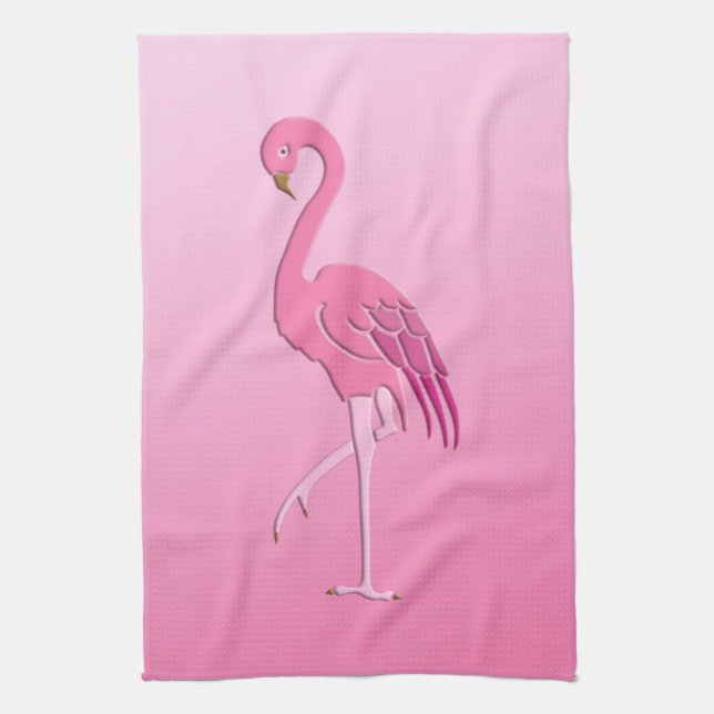 Pretty pink flamingo tea towel (Vertical)