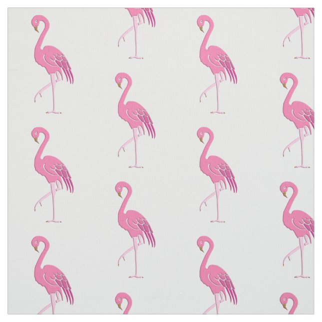 Pretty pink flamingo, white background fabric (Swatch)