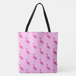 Pretty pink flamingos on a pink background tote bag