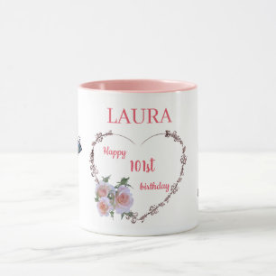 Pretty Pink Floral 101st Birthdays Mug