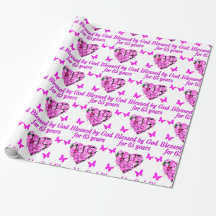 PRETTY PINK FLORAL 65TH BIRTHDAY DESIGN WRAPPING PAPER