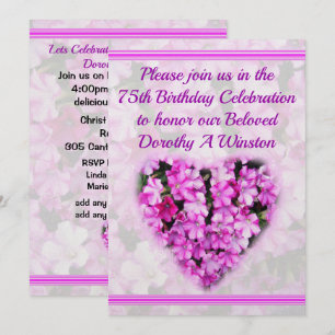 PRETTY PINK FLORAL 75TH BIRTHDAY INVITATION