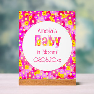 Pretty Pink Floral Baby Shower Welcome Acrylic Sign