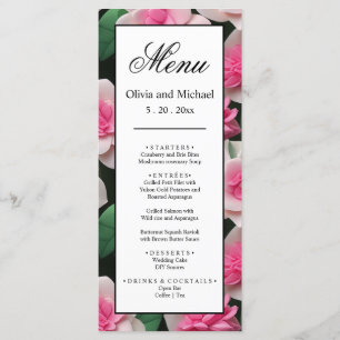Pretty pink floral boho greenery pattern menu