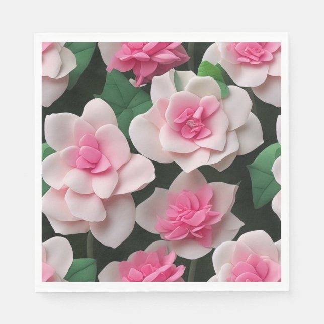 Pretty pink floral boho greenery pattern napkin (Front)