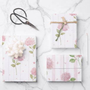 Pretty Pink Floral Bridal Shower Wrapping Paper Sheet