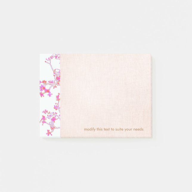 Pretty Pink Floral Buds Branch Post-it Notes (Front)