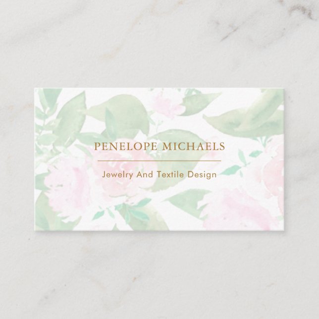 Pretty Pink Floral Business Card (Front)