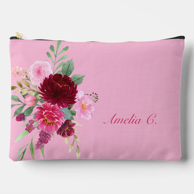 Pretty Pink Floral Cosmetic Bag (Front)