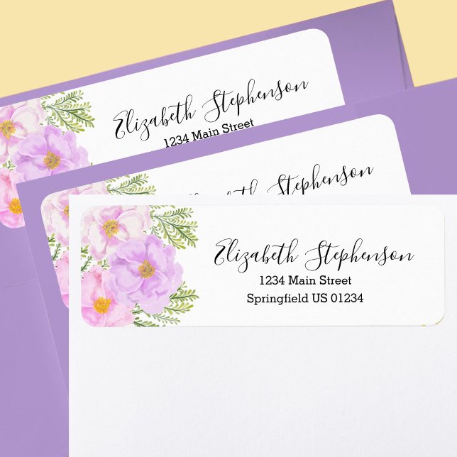 Pretty Pink Floral Custom Return Address (Creator Uploaded)