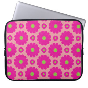Pretty pink floral design laptop sleeve