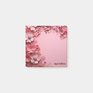 Pretty Pink Floral Design on Pink Background Post-it Notes
